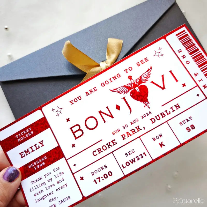 anniversary concert reveal foil ticket personalised surprise