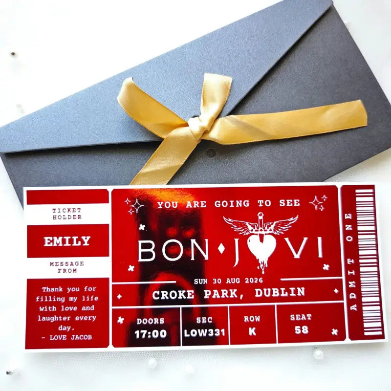 anniversary concert reveal foil ticket personalised surprise
