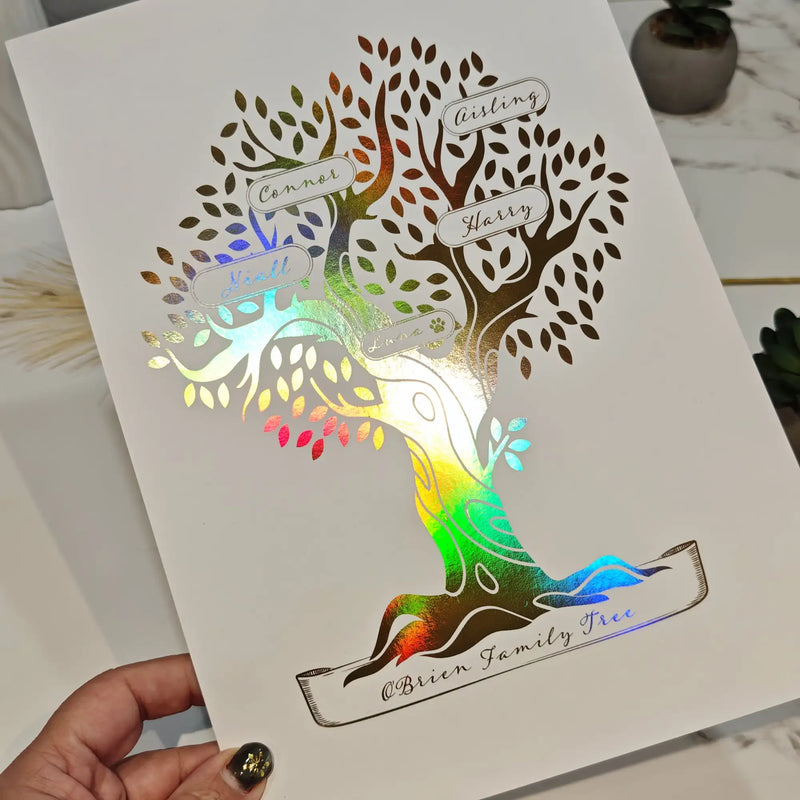 Personalised Foil Family Tree Wall Print - Prints - Printarelle