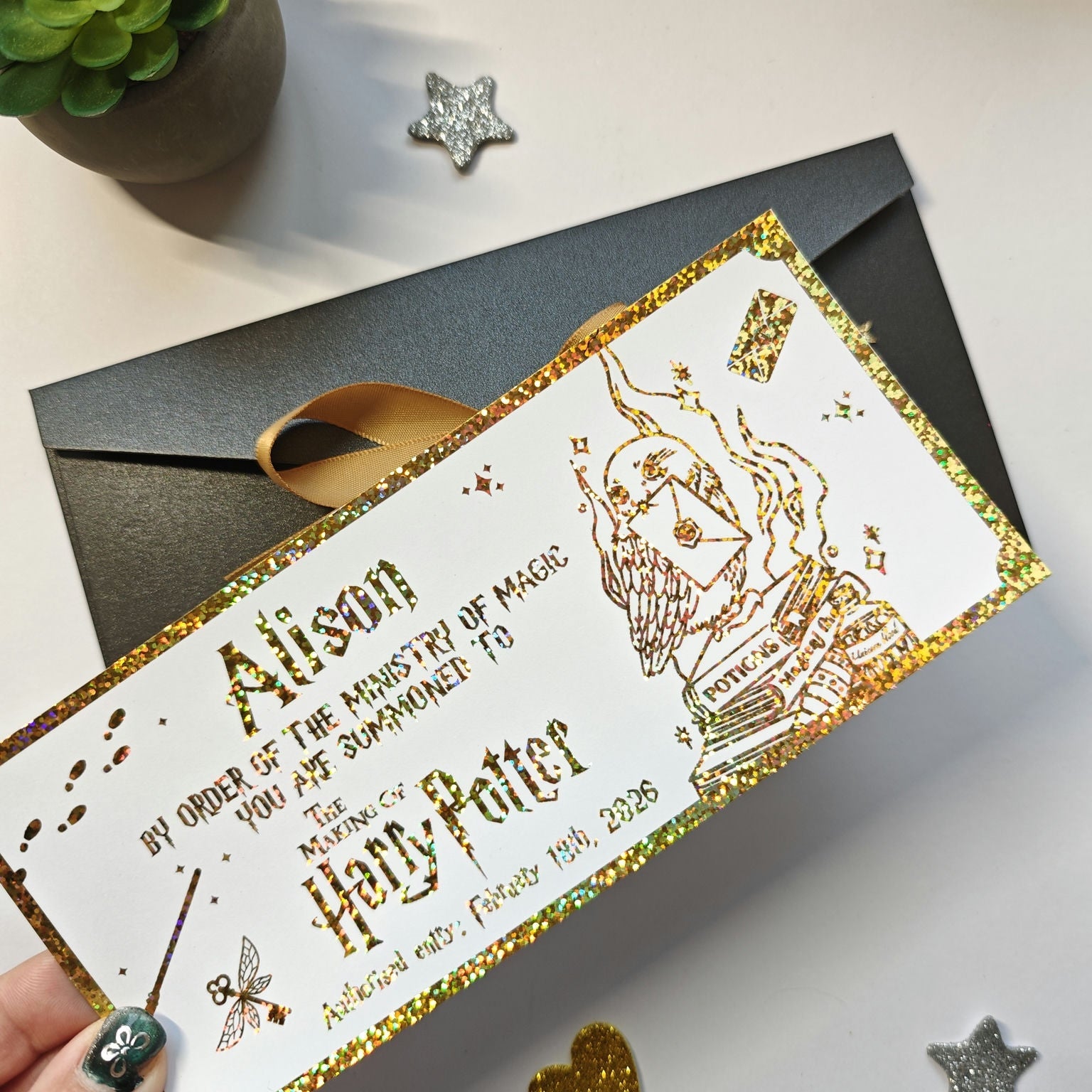 Personalised Foil Harry Potter Ticket | Hogwarts Acceptance Letter - Foil Ticket - Printarelle