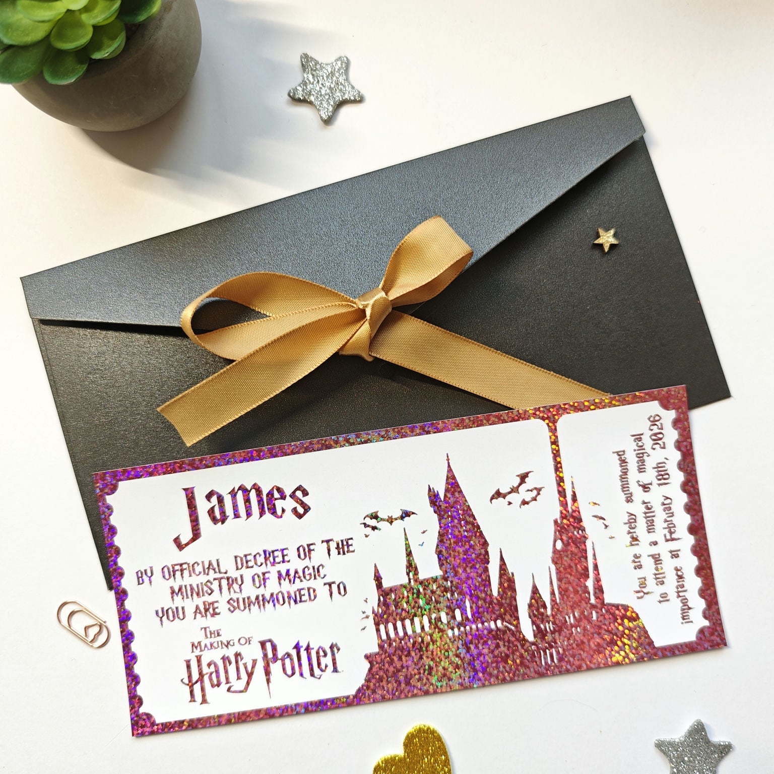 Personalised Foil Harry Potter Ticket | Hogwarts Acceptance Letter - Foil Ticket - Printarelle