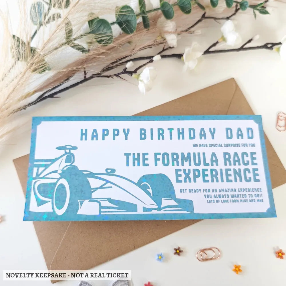 Personalised Formula Race Experience Ticket Gift | Birthday Surprise for Him - experience gifts, formula race