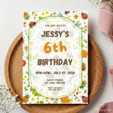 Personalised Garden Bug Birthday Party Invitation – Beetles Ladybirds & Dragonflies Design - garden bug birthday,