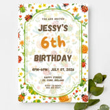Personalised Garden Bug Birthday Party Invitation – Beetles Ladybirds & Dragonflies Design - garden bug birthday,