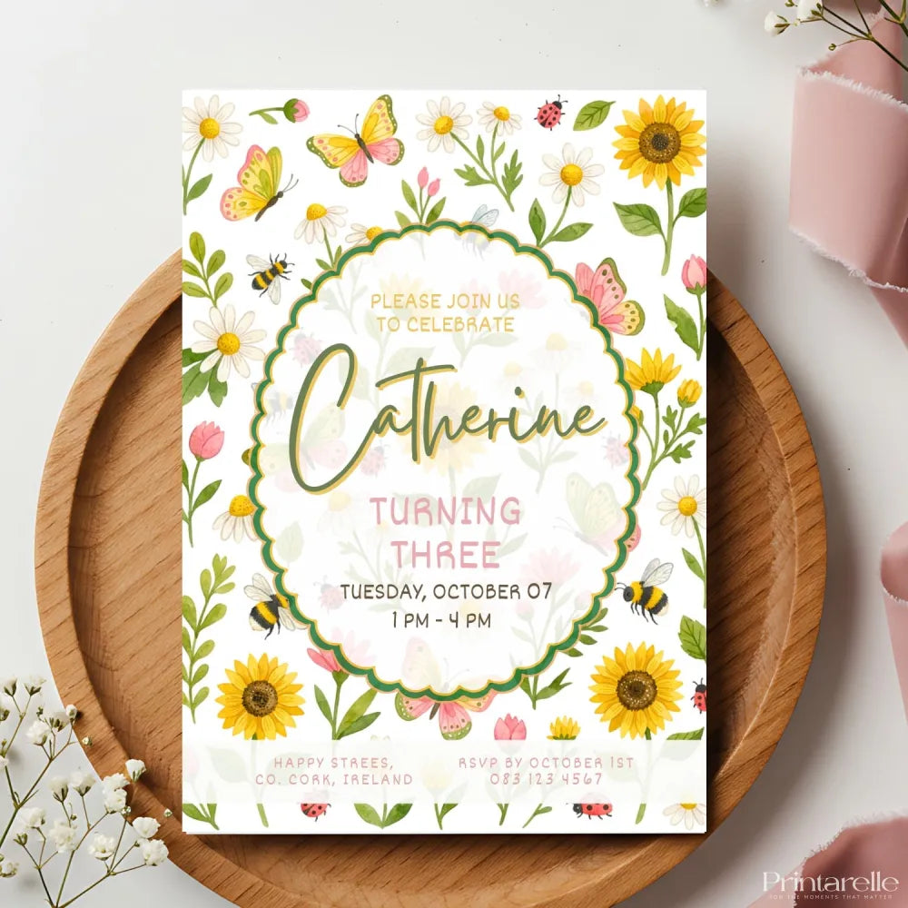 Personalised Garden Wildflower Birthday Party Invitatio - wildflower birthday, garden wildflower birthday, birthday