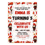 Personalised Girl Firefighter Birthday Invitation Cards - girl firefighter, girl firefighter birthday, firefighter
