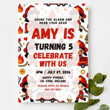 Personalised Girl Firefighter Birthday Party Invitation - girl firefighter birthday, girl firefighter, firefighter
