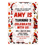 Personalised Girl Firefighter Birthday Party Invitation - girl firefighter birthday, girl firefighter, firefighter