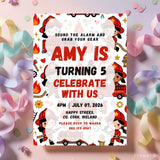 Personalised Girl Firefighter Birthday Party Invitation - girl firefighter birthday, girl firefighter, firefighter
