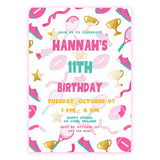 Personalised Girls Sports Birthday Party Invitation Cards - girls sports, girls sports birthday, sports birthday,