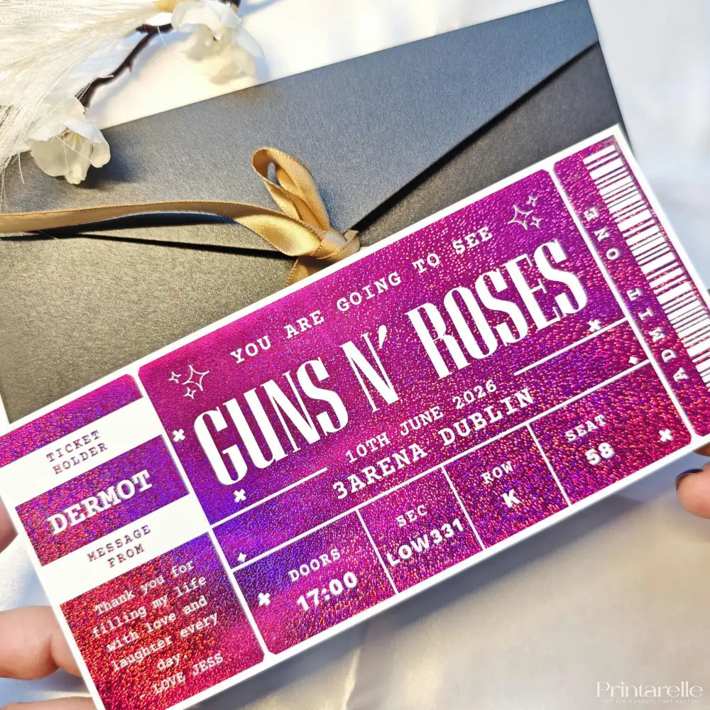 Personalised Guns N’ Roses Foil Ticket Gift - Foil Ticket - Printarelle