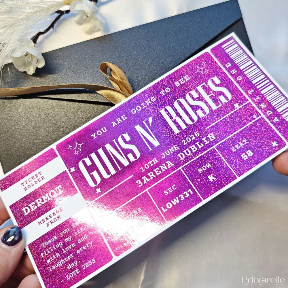 Personalised Guns N’ Roses Foil Ticket Gift - Red / Variation 1 Foil Ticket - Printarelle