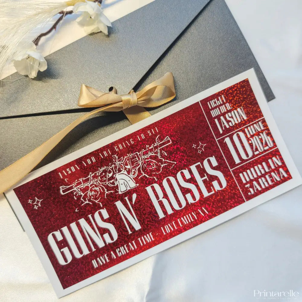 Personalised Guns N’ Roses Foil Ticket Gift - Red / Variation 3 Foil Ticket - Printarelle