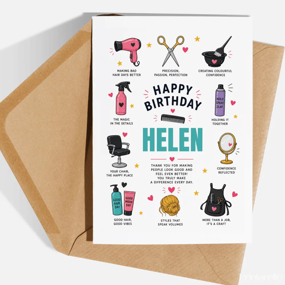 Personalised Hairdresser Birthday Card - personalised hairdresser birthday, hairdresser birthday card, personalised