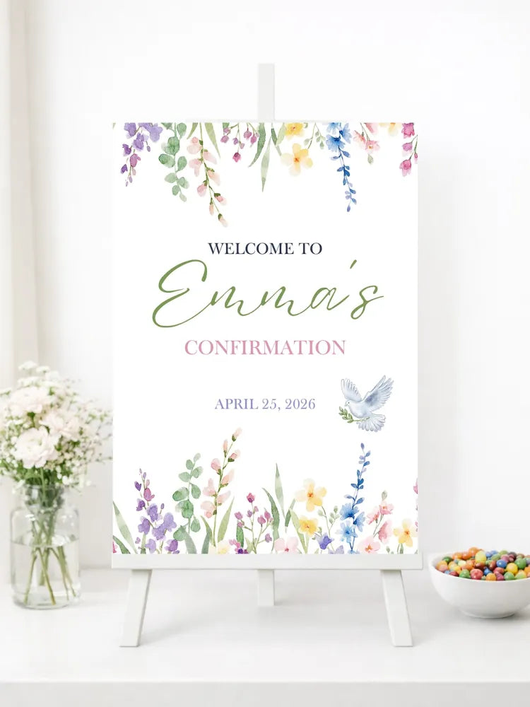 Personalised Hanging Garden Confirmation Welcome Sign - Party Decor - Printarelle