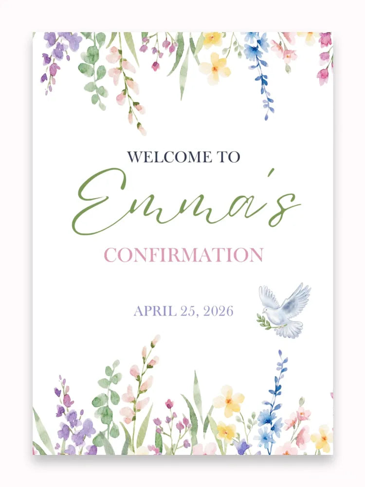 Personalised Hanging Garden Confirmation Welcome Sign - Party Decor - Printarelle