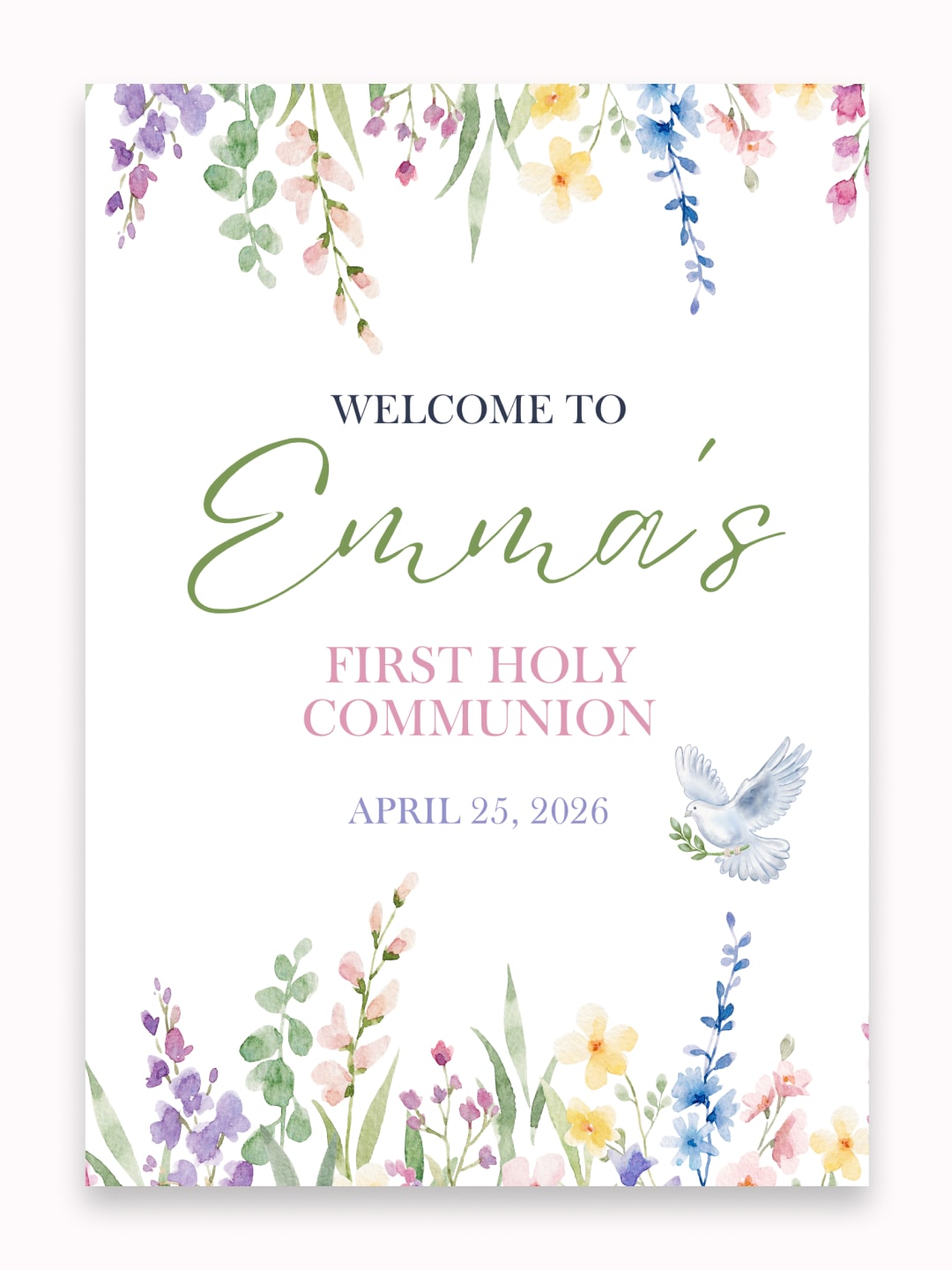Personalised Hanging Garden First Holy Communion Welcome Sign - Party Decor - Printarelle