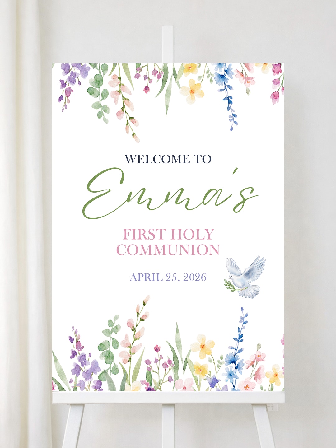 Personalised Hanging Garden First Holy Communion Welcome Sign - Party Decor - Printarelle