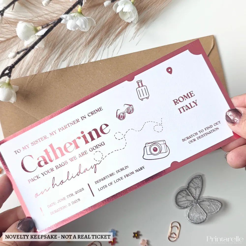 Personalised Holiday Scratch-to-Reveal Ticket | Any Destination Reveal - personalised holiday, personalised holiday