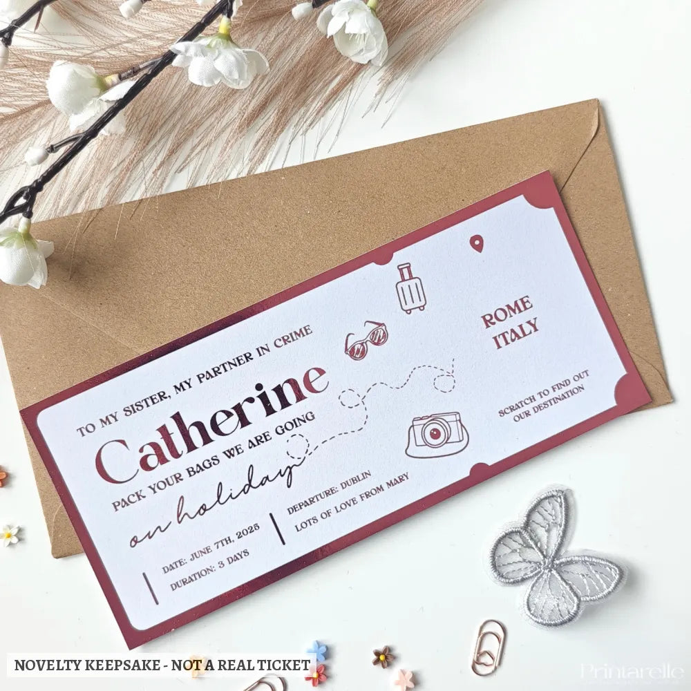 Personalised Holiday Scratch-to-Reveal Ticket | Any Destination Reveal - personalised holiday, personalised holiday
