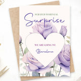 Personalised Holiday Surprise Scratch Card – Lilac Rose Heart - Greeting Card - Printarelle