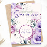 Personalised Holiday Surprise Scratch Card – Purple Rose | Holiday Reveal Card - Greeting Card - Printarelle