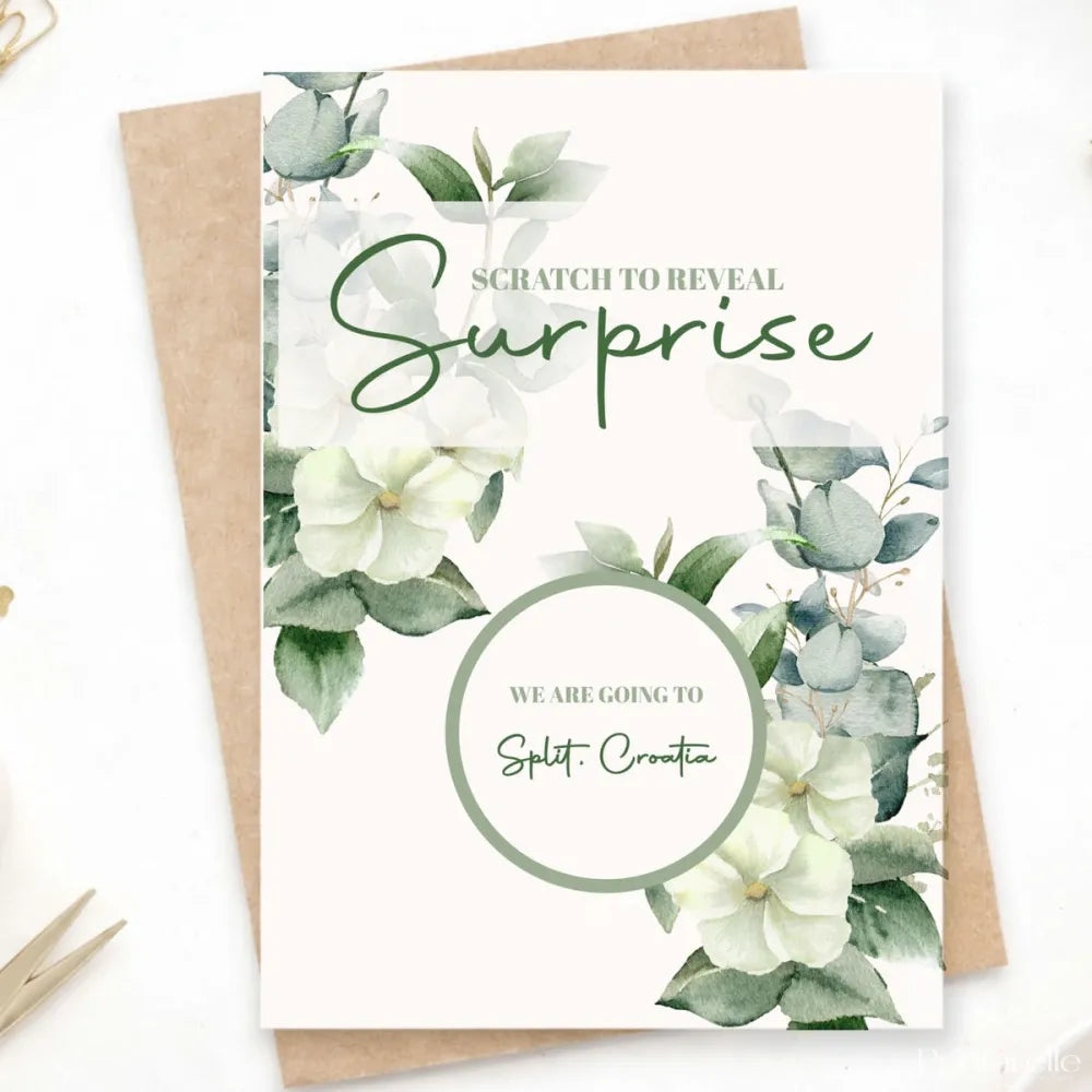 Personalised Holiday Surprise Scratch Card | Travel Surprise Reveal - Greeting Card - Printarelle
