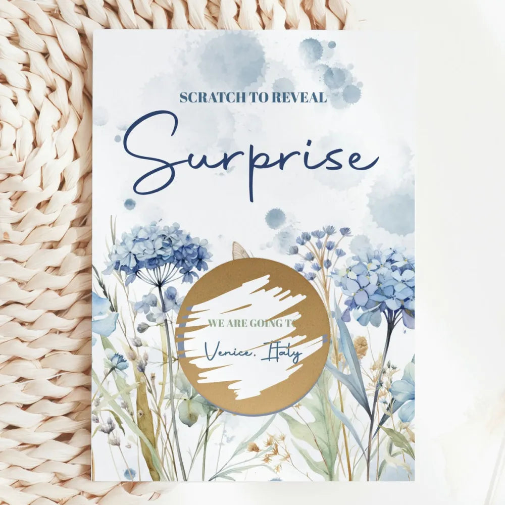 Personalised Holiday Surprise Scratch Card – Wildflower | Holiday Surprise Reveal - Greeting Card - Printarelle