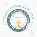 Personalised Holy Communion Stickers - Blue Chalice - Stickers - Printarelle