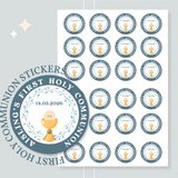 Personalised Holy Communion Stickers - Blue Chalice - Stickers - Printarelle