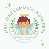Personalised Holy Communion Stickers - Boy Angel - Stickers - Printarelle
