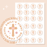 Personalised Holy Communion Stickers - Cross & Heart - Stickers - Printarelle