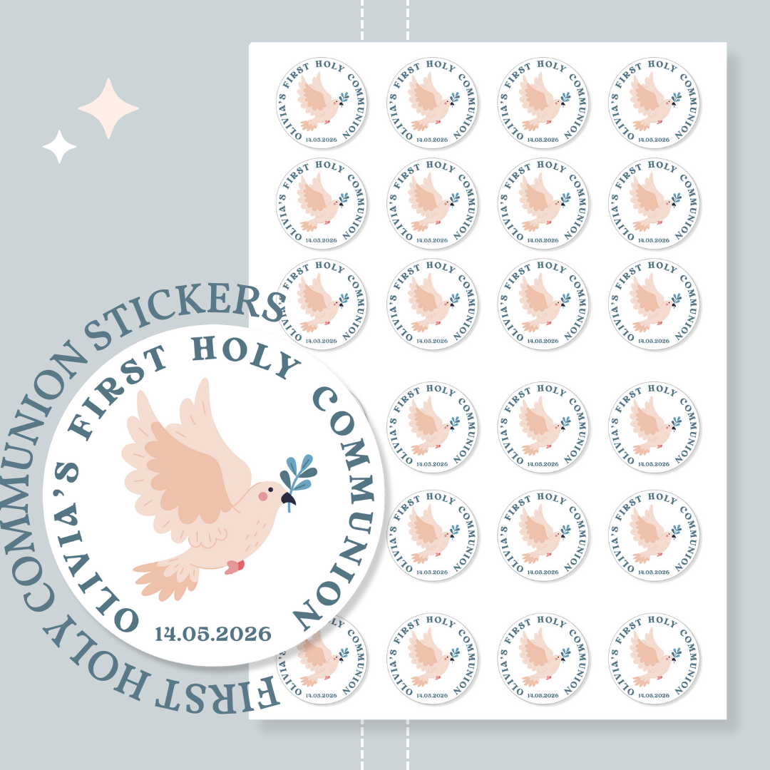 Personalised Holy Communion Stickers - Dove - Stickers - Printarelle