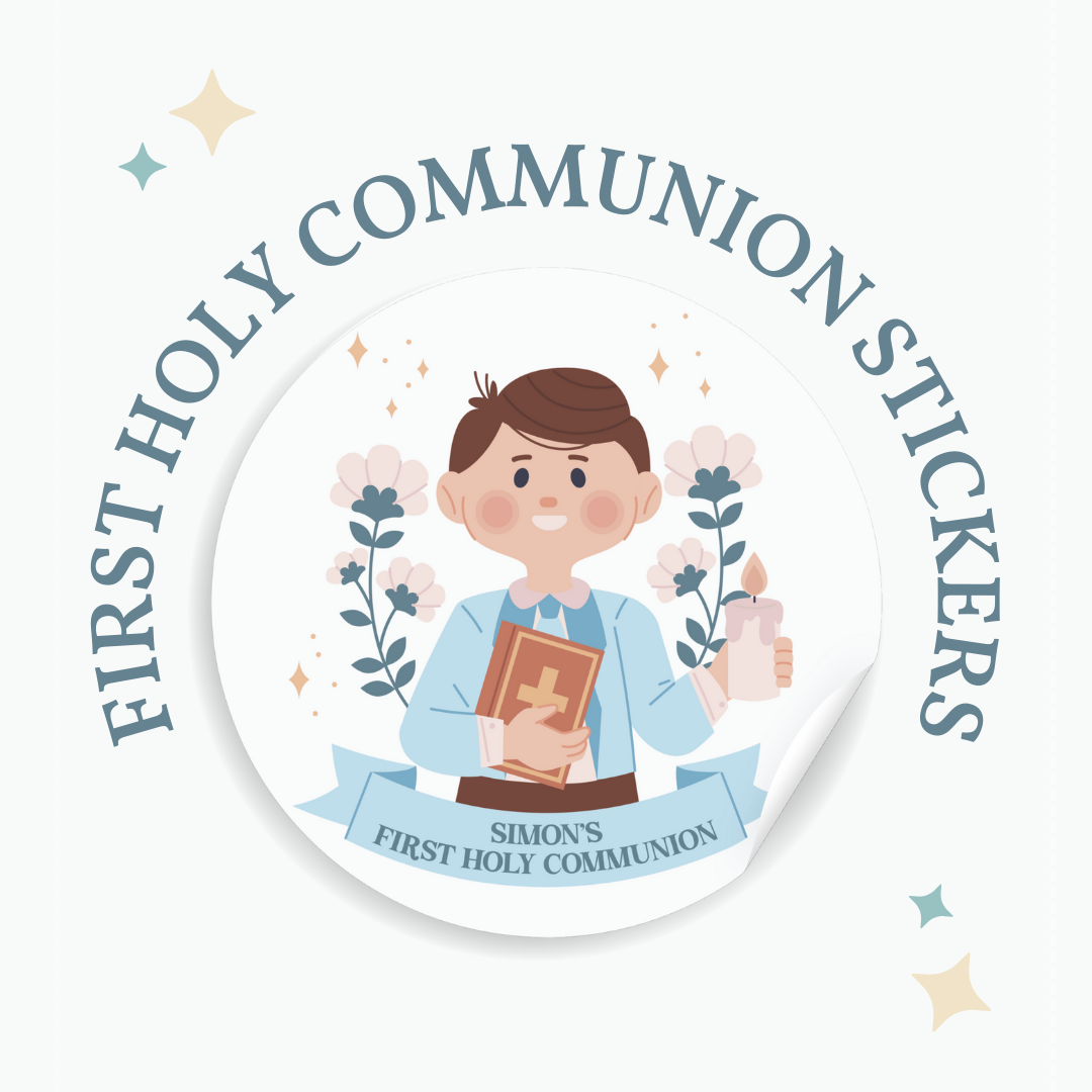 Personalised Holy Communion Stickers for Boys - Stickers - Printarelle