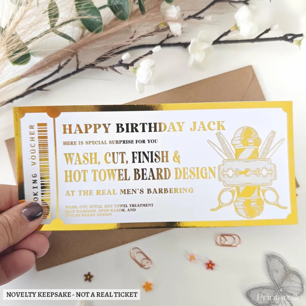 Personalised Hot Towel Barber Voucher | Wash Cut & Beard Gift for Him - hot towel, experience gifts, personalised hot