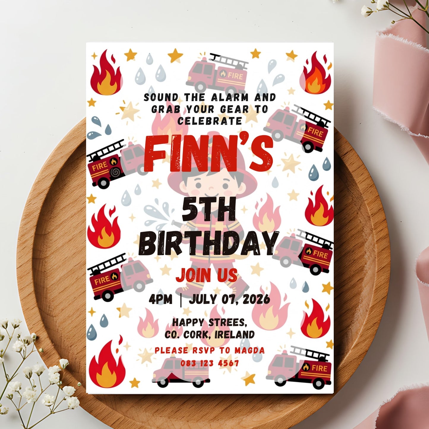 Handmade Birthday Invitation | Printarelle | Sound the alarm, the birthday boy’s big day is almost here! These bold