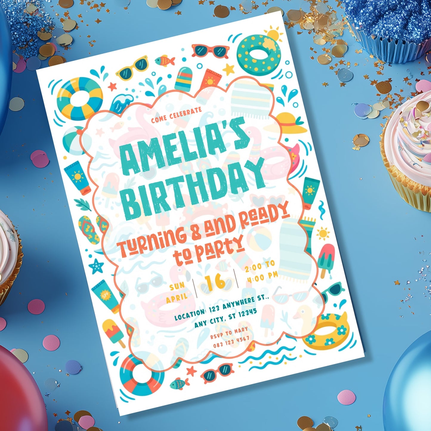 Personalised Beach Birthday Party Invitation