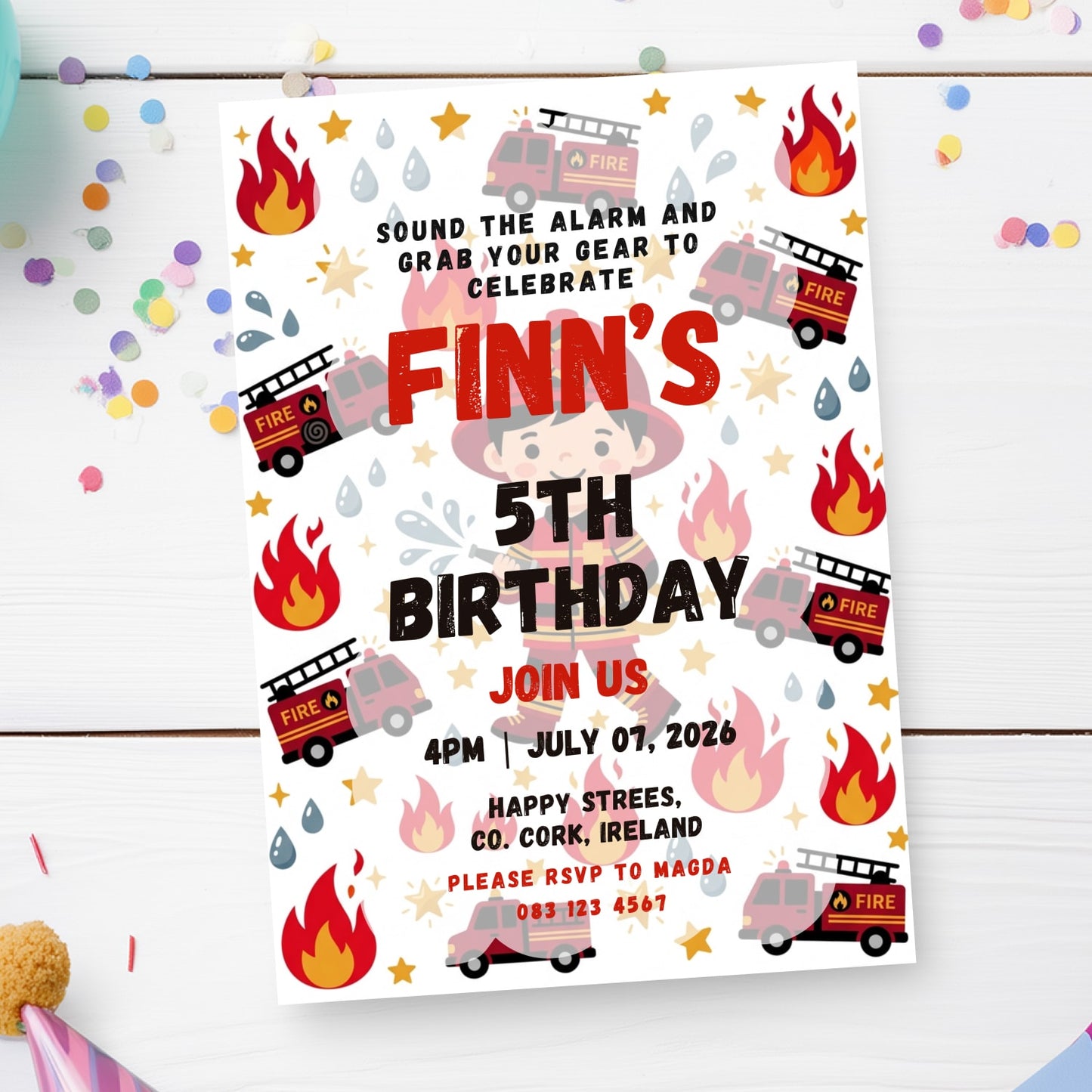 Handmade Birthday Invitation | Printarelle | Sound the alarm, the birthday boy’s big day is almost here! These bold