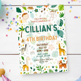 Personalised Jungle Safari Birthday Party Invitation - jungle safari birthday, jungle safari, safari birthday,