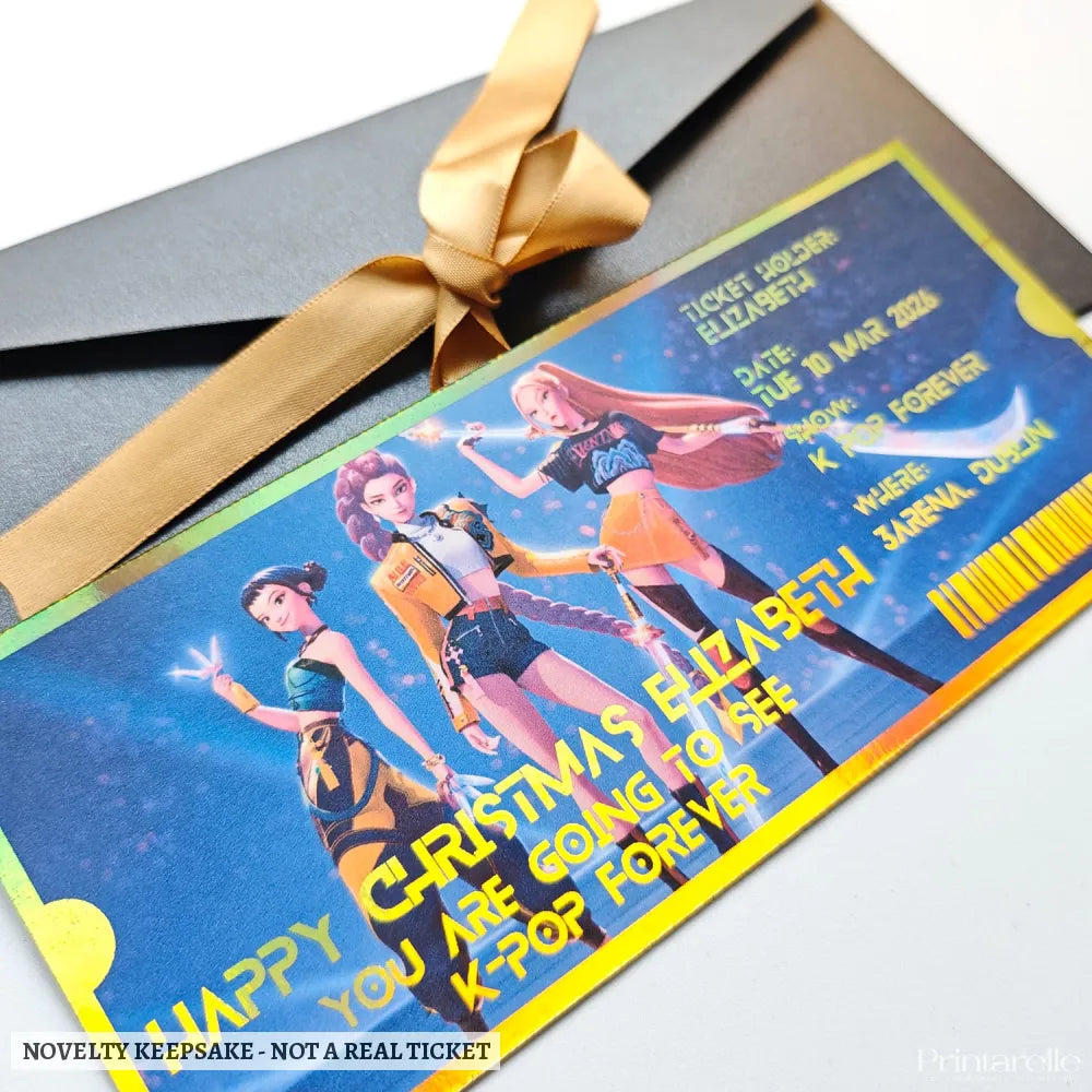 Personalised K-Pop Concert Foil Ticket | Christmas Reveal Gift - personalised k-pop, k-pop concert foil, gold foil