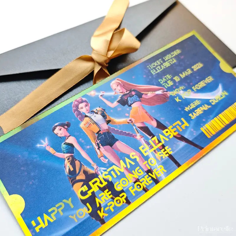 Personalised K-Pop Concert Foil Ticket | Christmas Reveal Gift - Foil Ticket