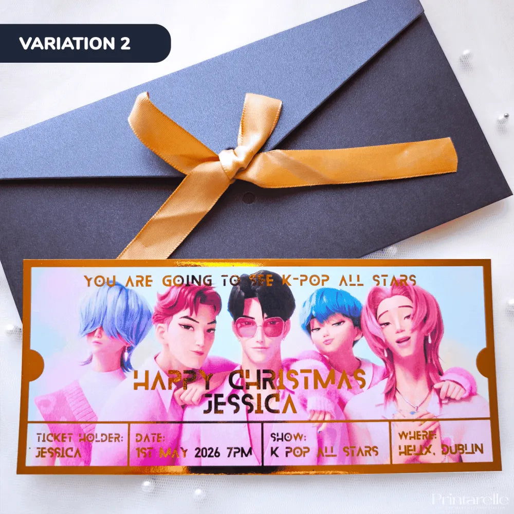 Personalised K-Pop Concert Foil Ticket - Silver / Variation 4 - Foil Ticket