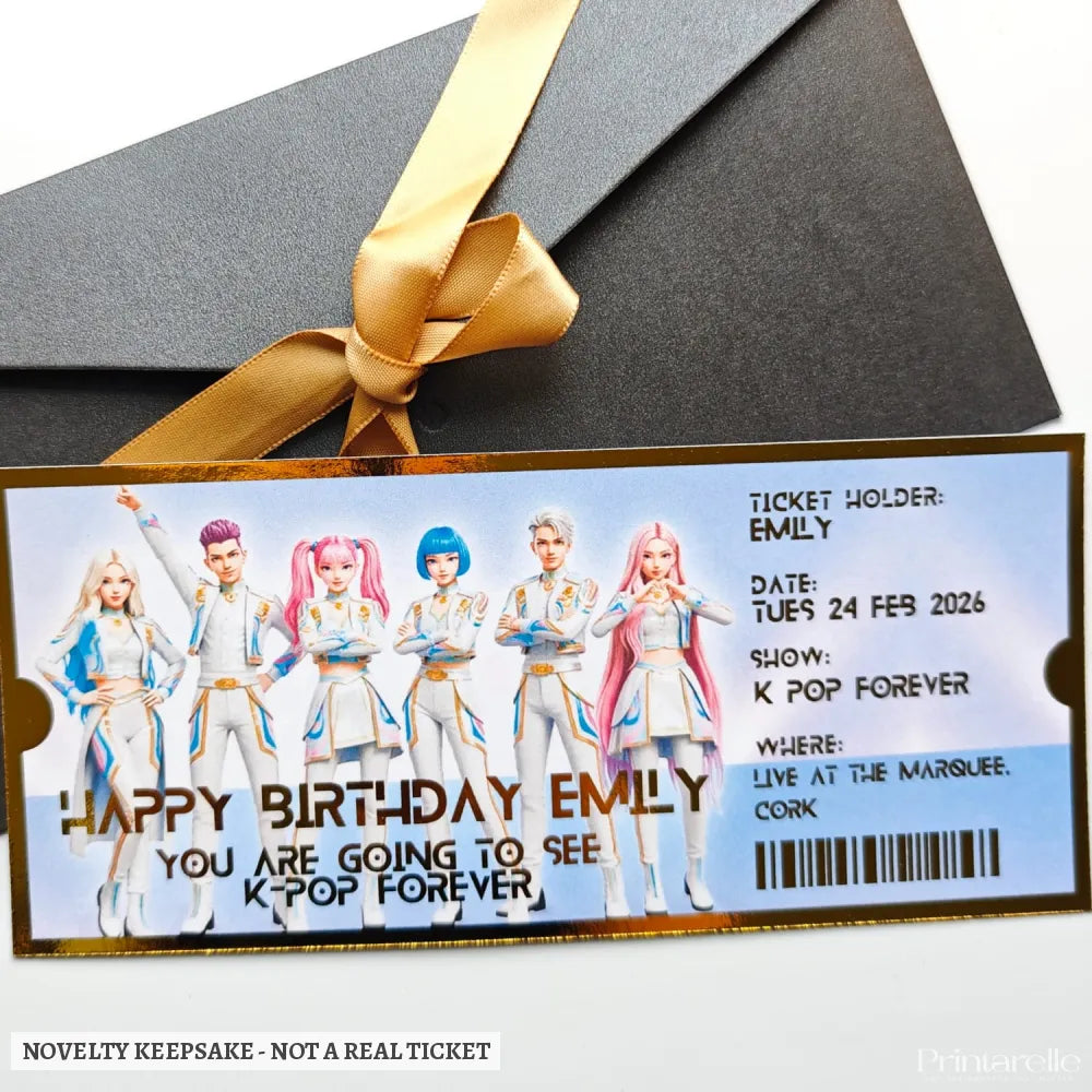 Personalised K-Pop Forever Concert Foil Ticket - personalised k-pop, concert foil ticket, add names, personalized foil