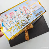 Gift box with K-pop group design and personalized text on a white background