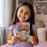 Personalised Kawaii Dumpling Birthday Card | Rainbow Sky - birthday card, kraft envelope, dreamy purple sky,