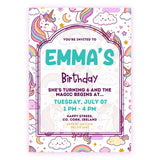 Personalised Kawaii Unicorn Birthday Party Invitation - unicorn birthday, kawaii unicorn birthday, kawaii unicorn,