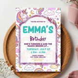 Personalised Kawaii Unicorn Birthday Party Invitation - unicorn birthday, kawaii unicorn birthday, kawaii unicorn,