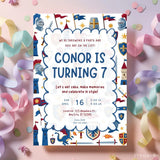 Personalised Knight & Medieval Birthday Party Invitation – Helmets Shields & Dragon Design - medieval birthday,