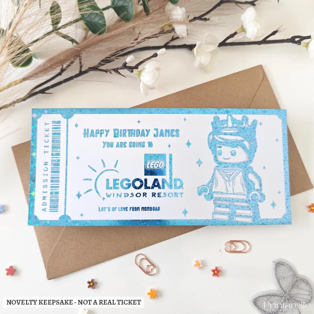 Personalised Legoland Windsor Resort Birthday Ticket - foil tickets, personalised legoland windsor, personalised
