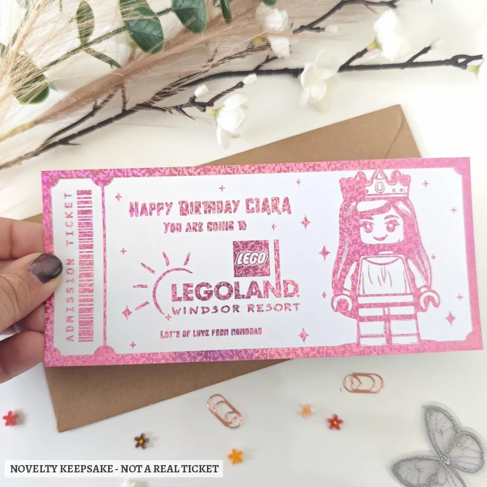 Personalised Legoland Windsor Resort Birthday Ticket - foil tickets, personalised legoland windsor, personalised